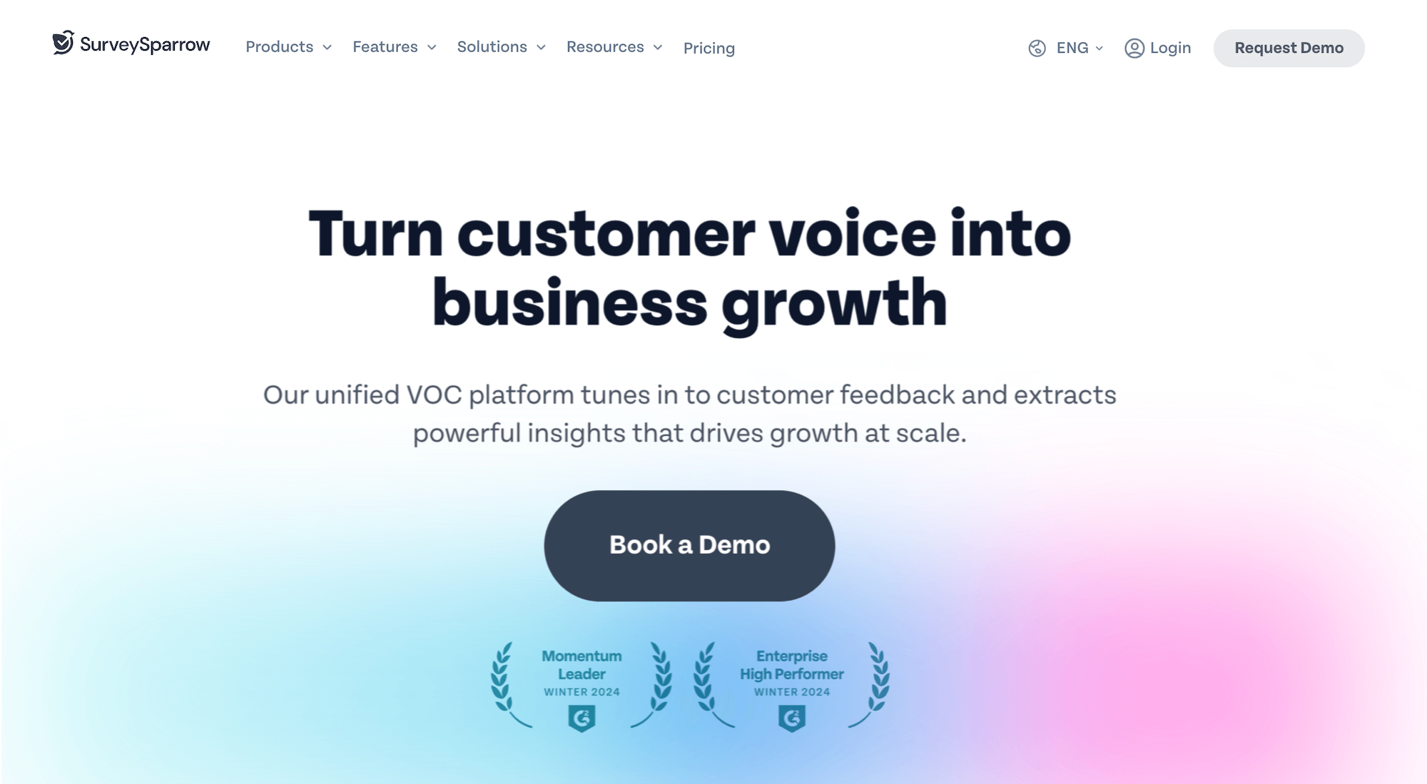 SurveySparrow homepage: Turn customer voice into business growth