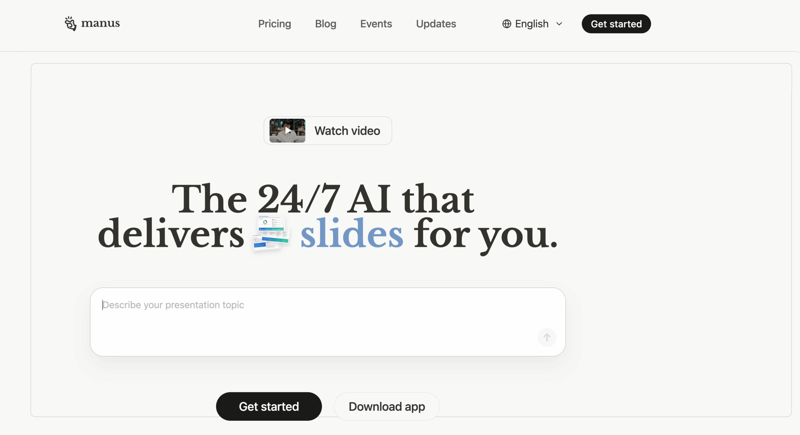 Manus Index Landing Page: The 24/7 AI that delivers